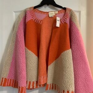 Anthropologie MAEVE Capelet  Mixed Pattern  onesize “Dusk & Dawn” Sherpa
